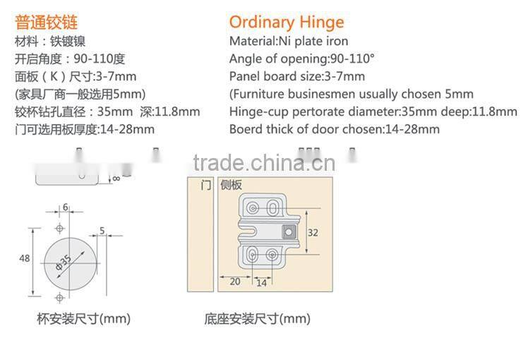 35mm cup two way inset hinges hardware