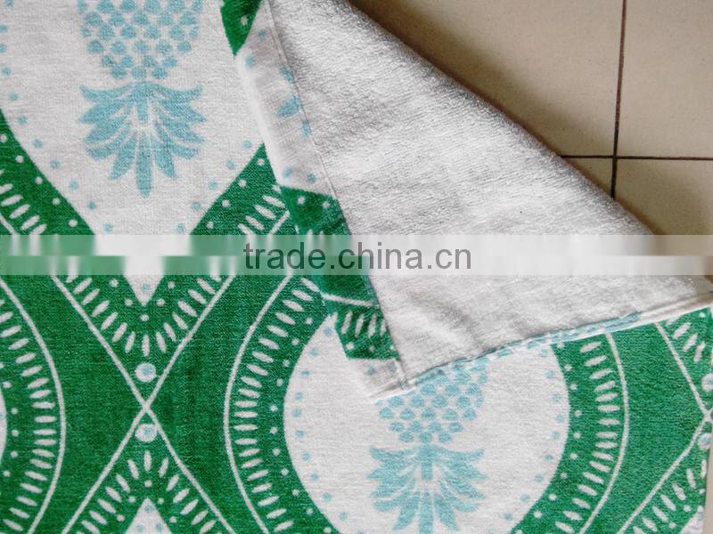 100% cotton green color special pineapple design printing beach towel pareo ethnic felling beach towel