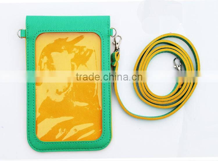 Lovely design cell phone credit card holder in PU material, 2 credit card pocket in back