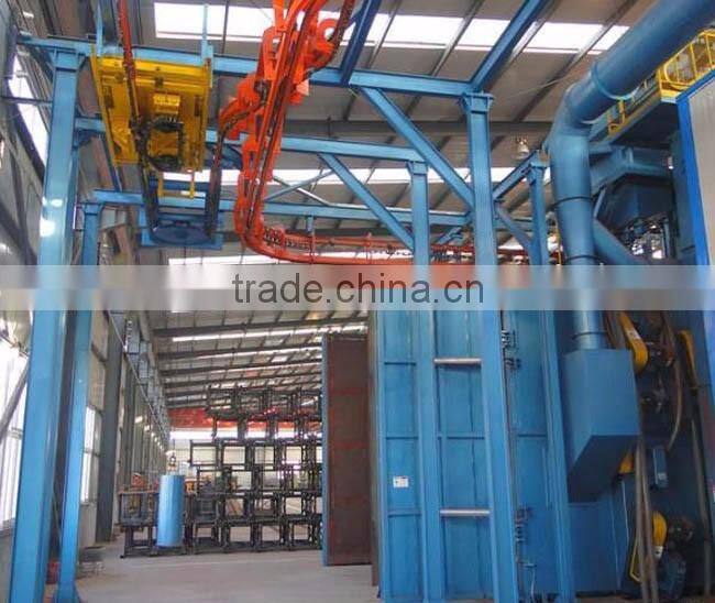 Overhead rail shot blasting machines