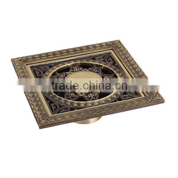 XINHANGMU brass floor drain square decrotive cover antique floor drain for washing machine 120*120mm