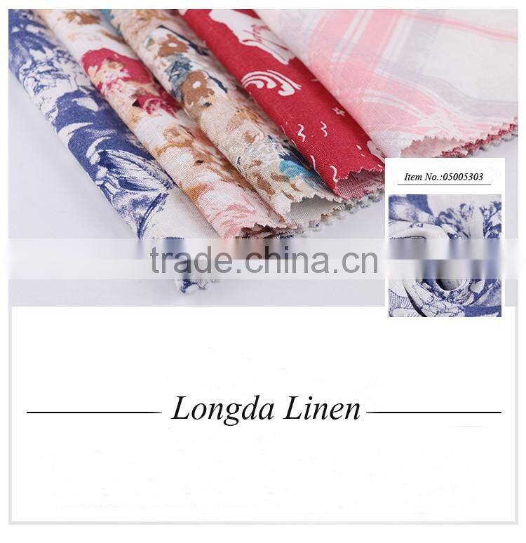 Shaoxing linen viscose fabric rayon printed fabric for woman dress