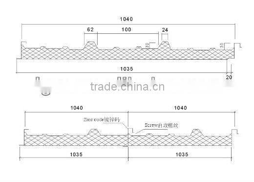 China low cost fast Flat surface Polystyrene Sandwich panel