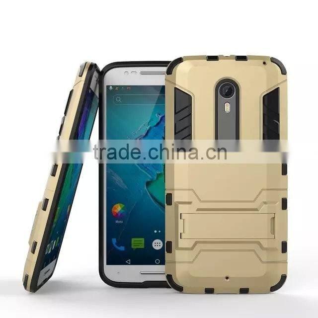2 In 1 Hot Selling Iron-Bear Stand Rugged Hybrid Cover Case For Motorola Moto X Style