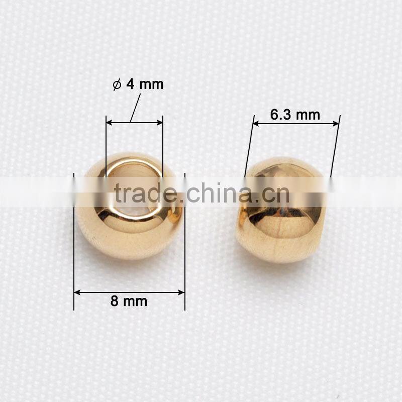 Wholesale round shape metal brass jewelry accessory bead for necklace bracelet