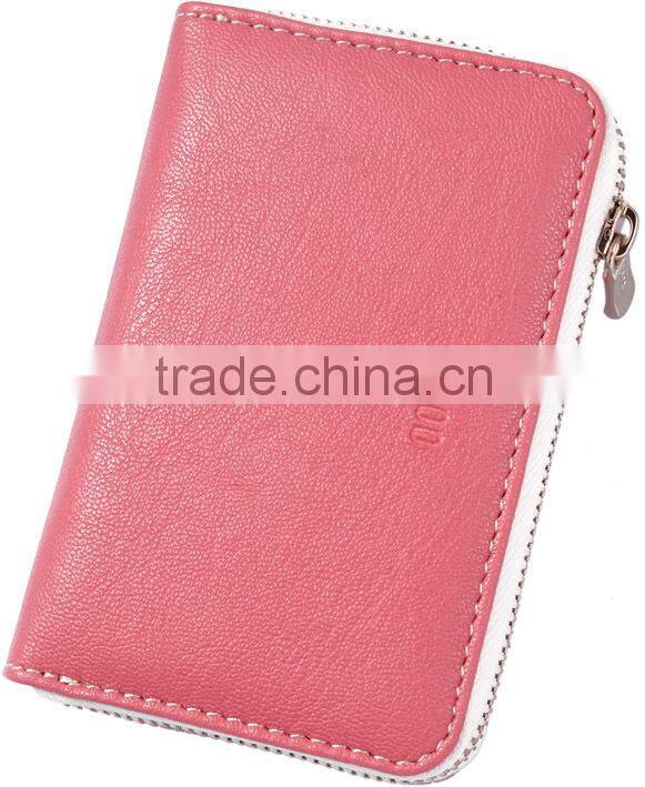leather business card holder credit card holder with metal zipper
