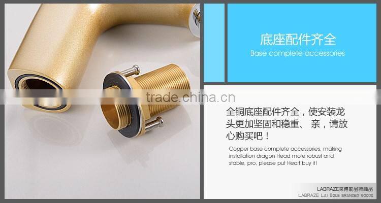LABRAZE LE12008 Gold Finish Lavatory Basin Long neck Brass Faucets for the bathroom
