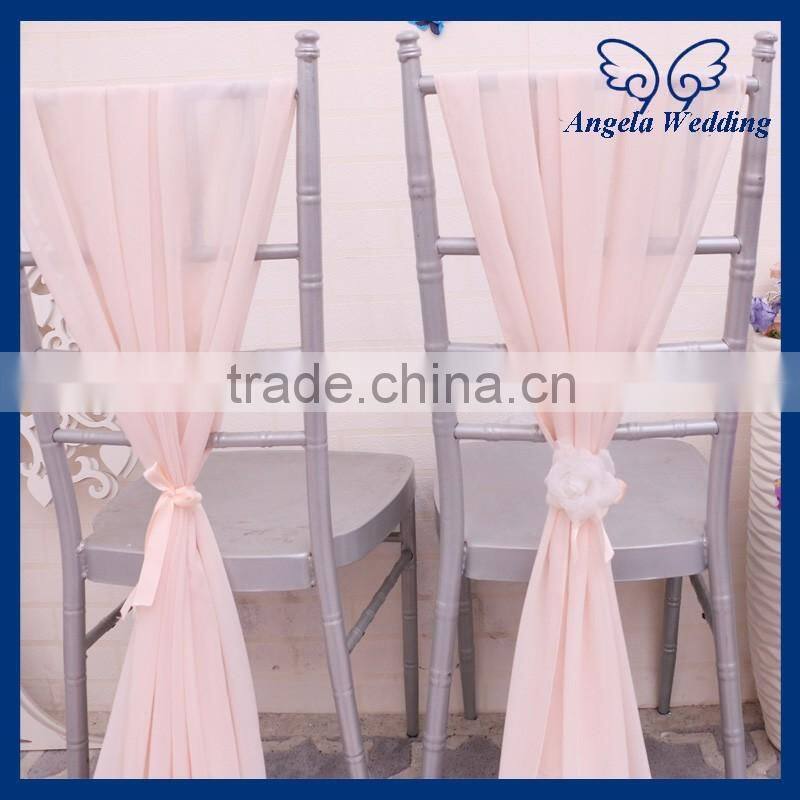 SH004F cheap many colors available custom made wedding turquoise chiffon chair sash with buckle