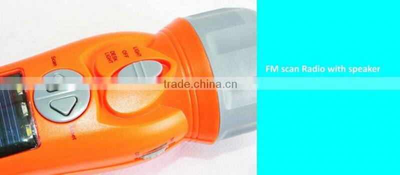 F-1718S Solar Crank Radio Flashlight,3 super-bright LED flashlight with Alarm and FM radio