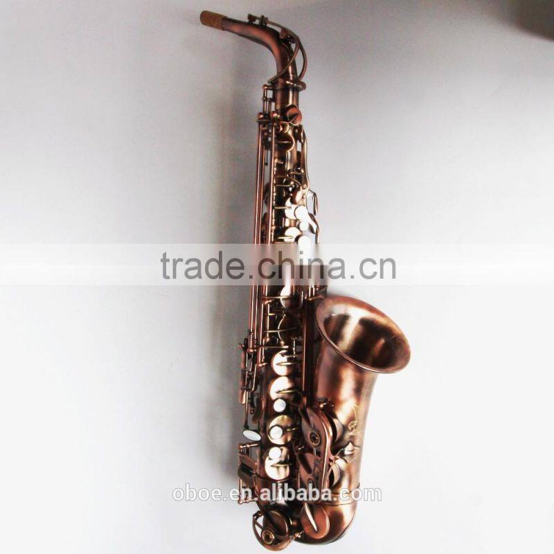 Professional woodwind musical instrument alto saxophone with antique surface finish wholesale