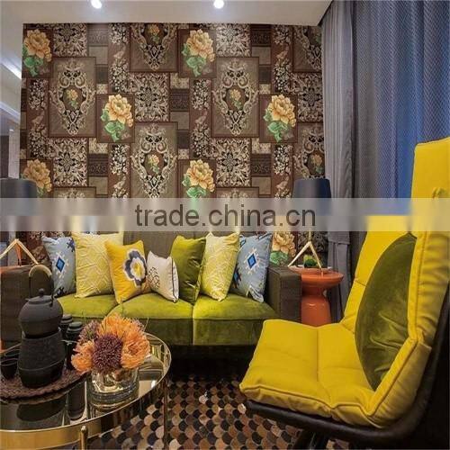 heaby european style wallpaper with damask design for home decoration