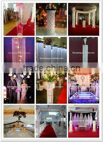 hot sale crystal gold pillar flower stand or walkway for wedding decorative wedding centerpieces