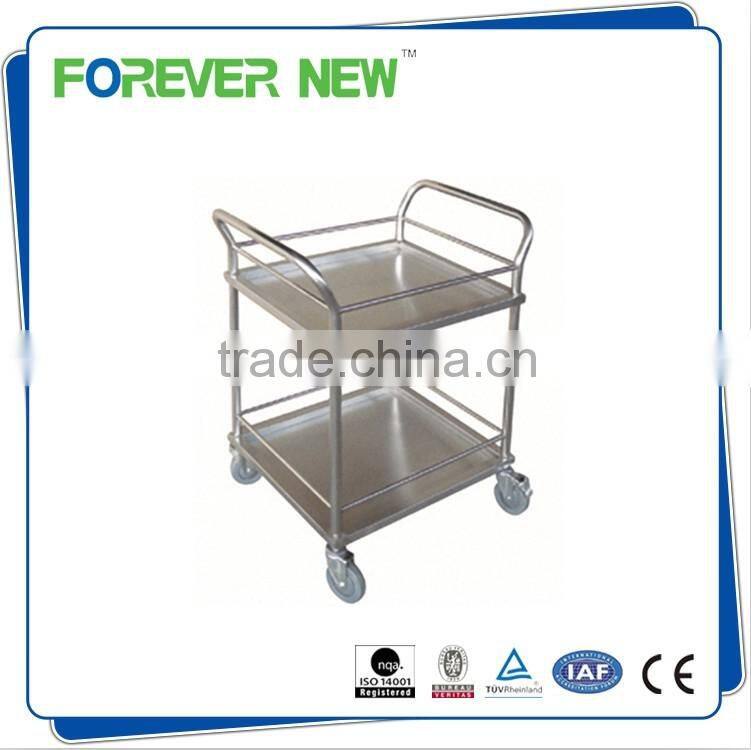 YXZ-014 hospital economic two layers stainless steel utility trolley