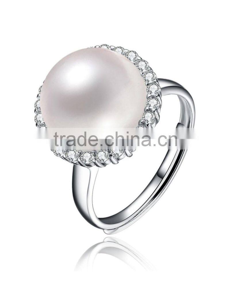 2016 latest 925 silver freshwater pearl ring design