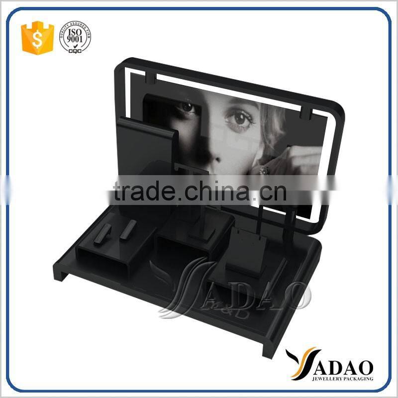 Black customized wholesales acrylic jewelry display cases set