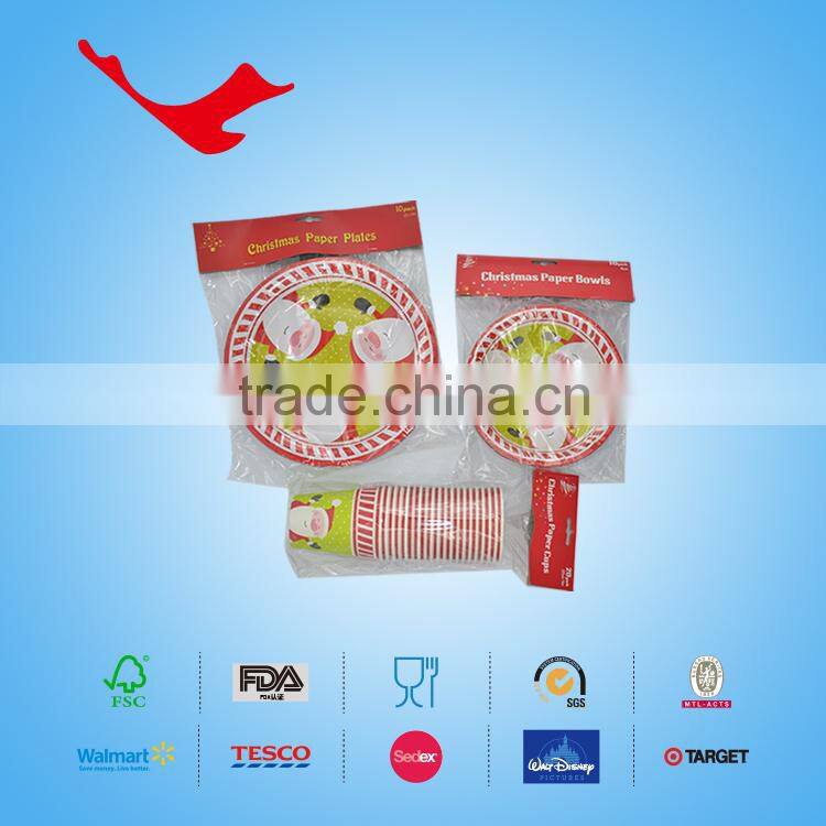 Christmas Party Round Printed paper plate for fruit & sweet