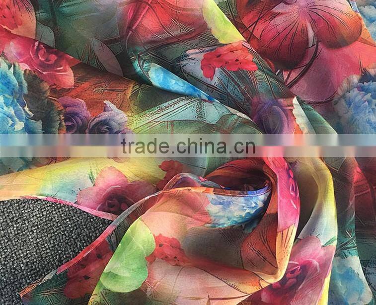 100% Polyster Chiffon Stole Scarf and Shawls for Sexy Ladies Girls Women Floral Check Printed Pattern