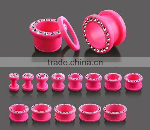 Silicone ear plug body jewelry, fashion flexible ear tunnel piercing jewelry