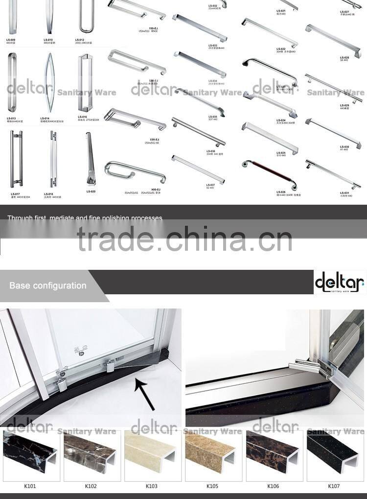 stainless steel roller CHEAP PRICE fan-shaped shower room with acrylic tray tempered glass shower enclosure