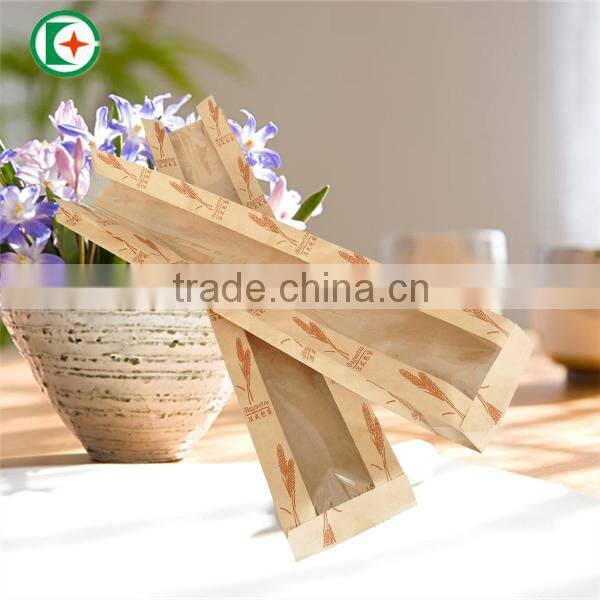 Long size grease proof french baguette paper bag with window