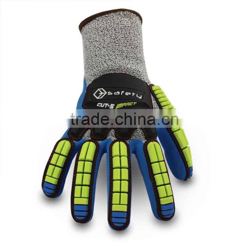 QL knitted hand firm grip mechanic rubber gloves
