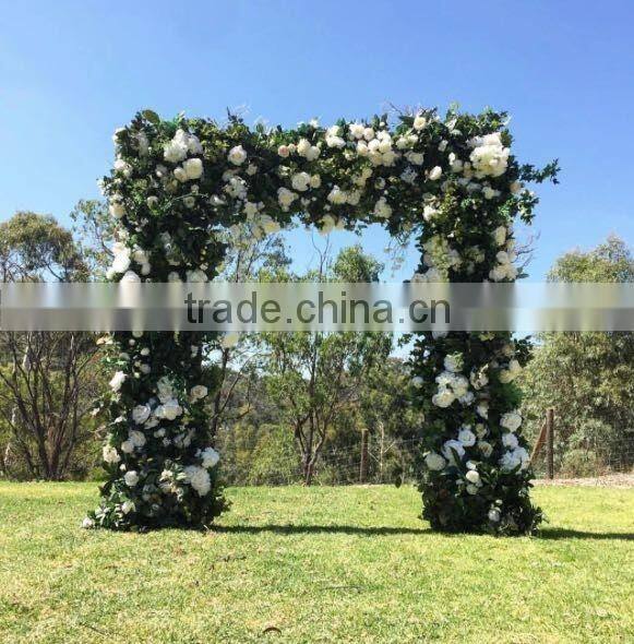 factory handmade garden decor artificial green leaf wedding plant arch with white roses