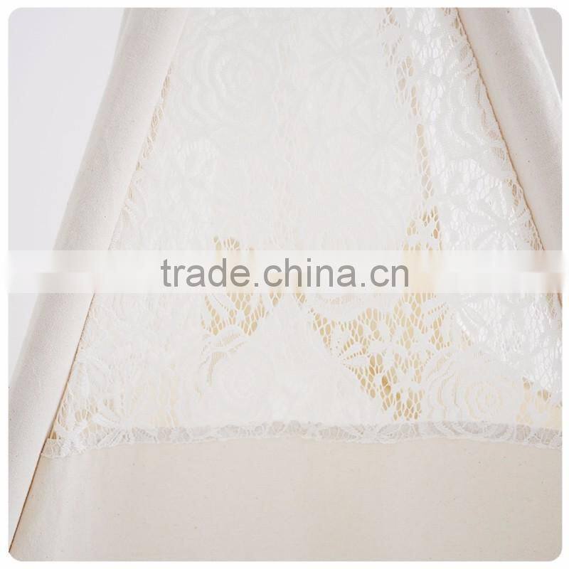 Wholesale low MOQ plain calico lace indoor kids teepee