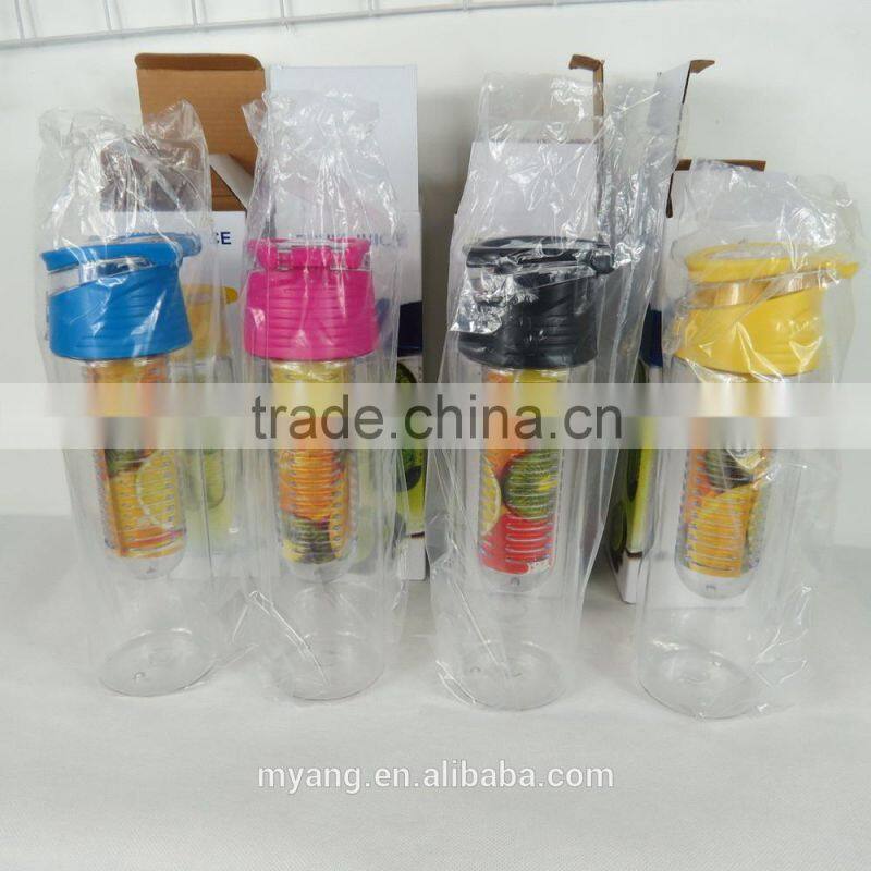 BPA free Lemon juice tritan shark bottle, Cold drink fruit infuser sports bottle, tritan fruit infuser water bottle