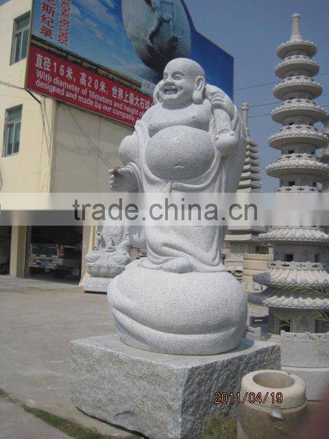 Happy Buddha stone statues with rocking chair for sale