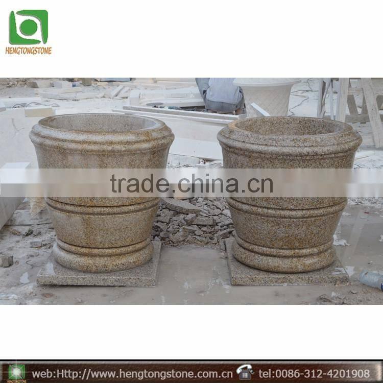 Western Beige Stone Figure Flowerpot Statues Marble Carving