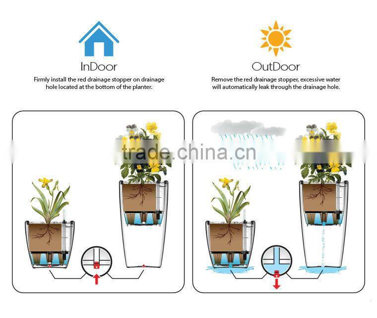 High Gloss Silver Self Watering Rounded Square Planter Pot,garden flower pot,interior decor planter