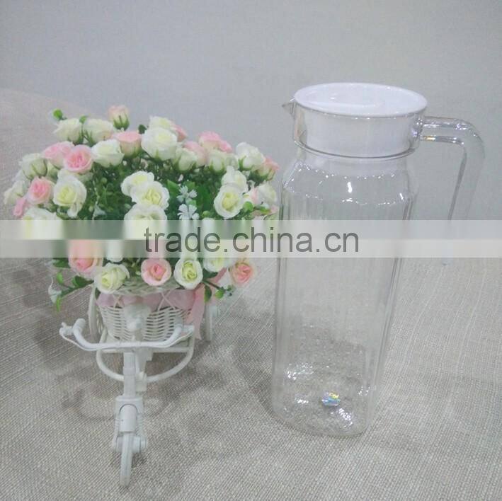 800ml Stripe square galss kettle with plastic lid glass jug with lid