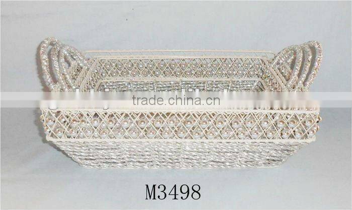 Rectangle Iron Silver string gift storage basket for wedding favor