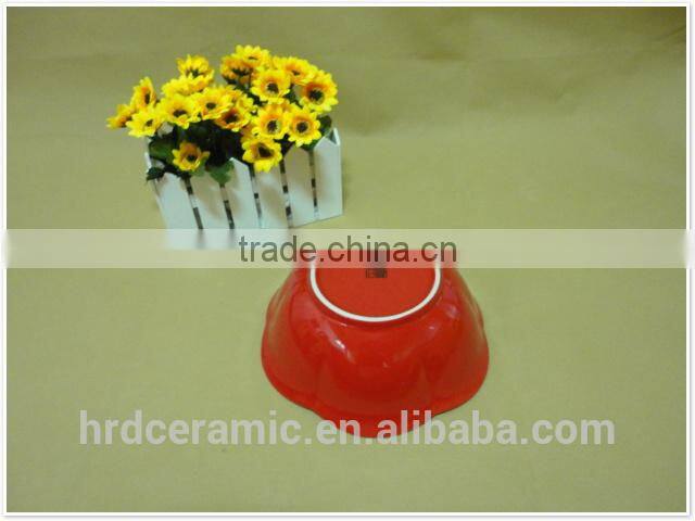 New style the red flower shape ceramic salad bowl