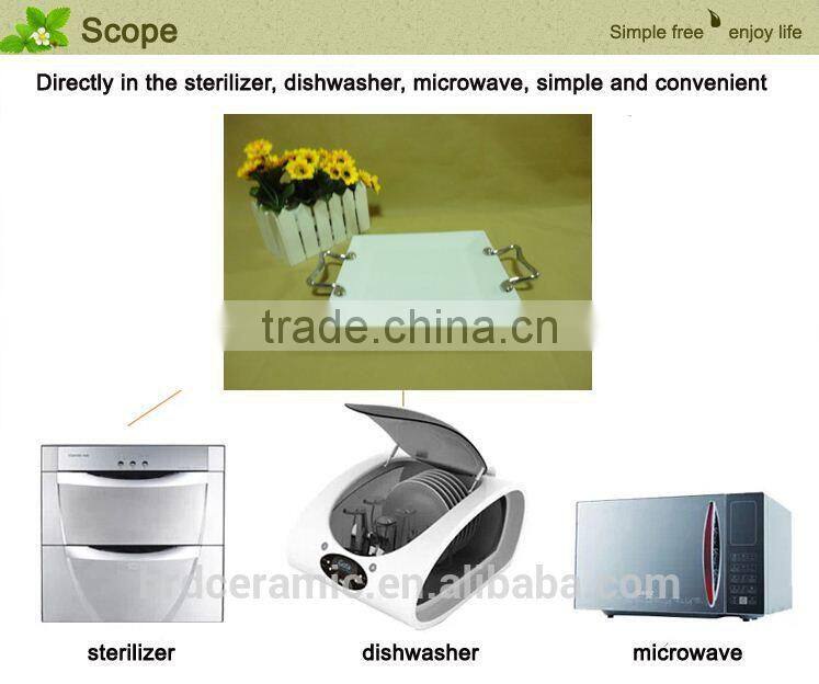 Made in china OEM cheap stock ceramic dinner plates with handles