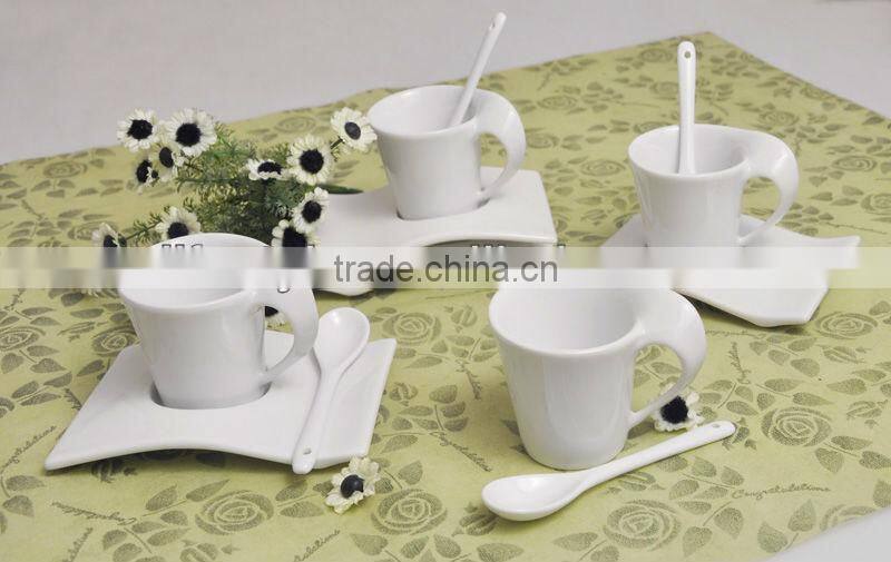 Porcelain Cup and Saucer with Solid Color