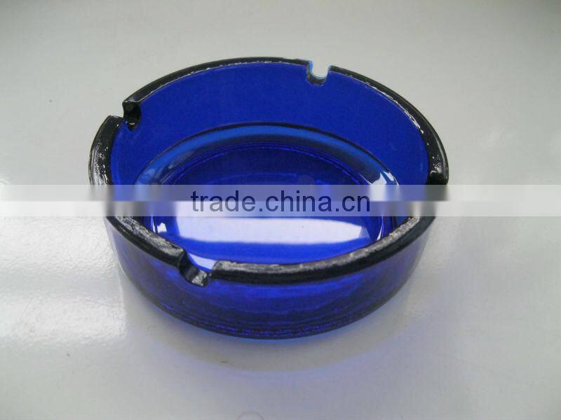 dark blue glass ashtray