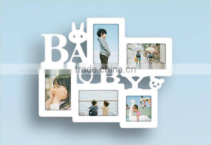 2015 new design white baby wood photo frame gift