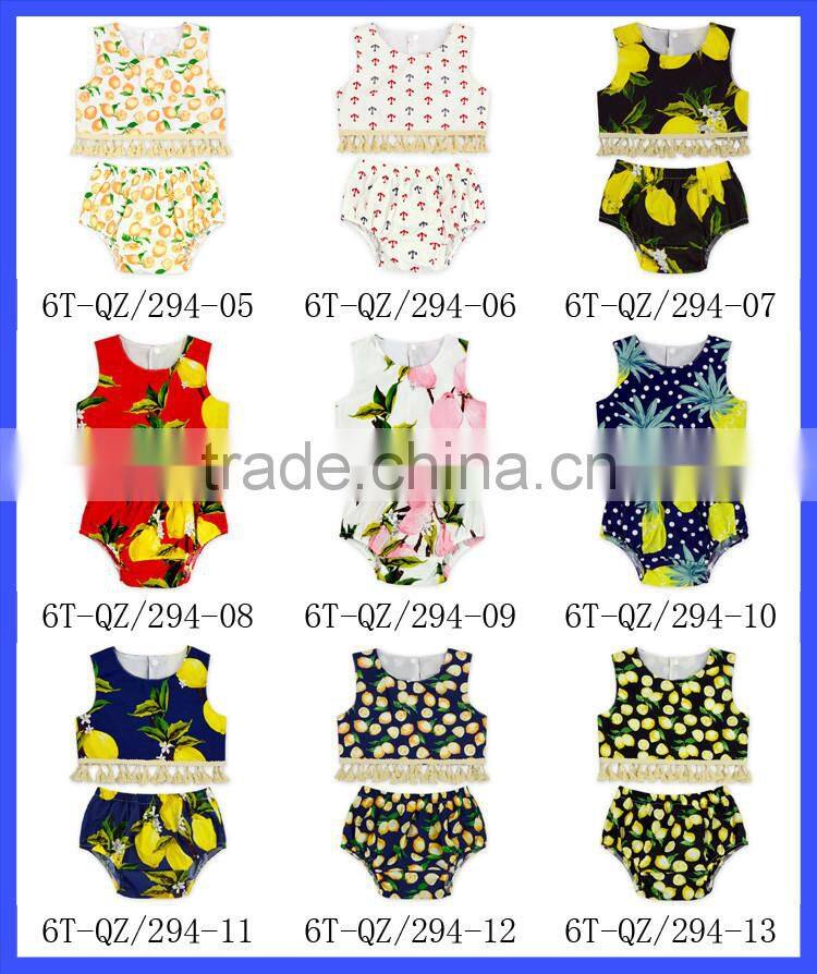 Wholesale 2 Pieces Girls Beaches Clothes Set Floral Tassel Fashion Infant Outfits Baby