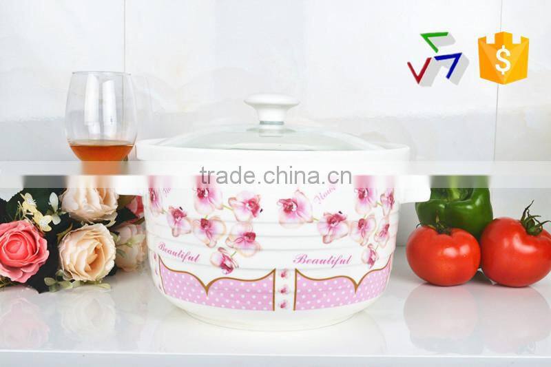 9" porcelain round microwave saucepan with glass lid