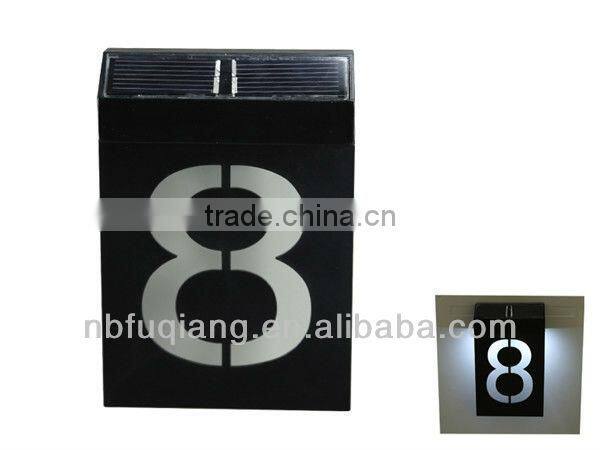 FQ-525 New concise design led address lights solar doorplate with solar house numbers light