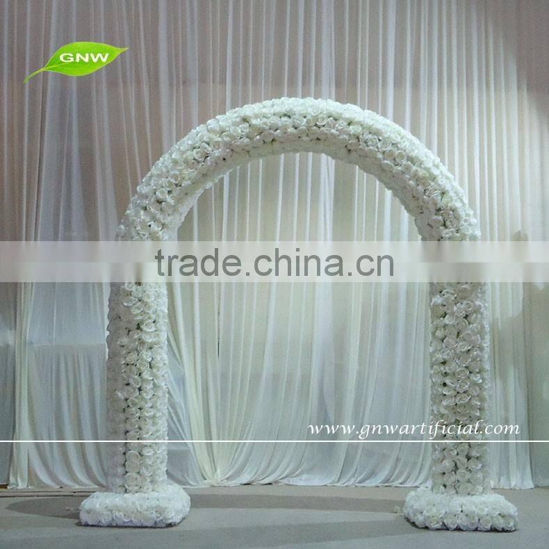 GNW FLA1603003-R Fabric Rose Flower Wedding Arch Party Backdrop Entrance Arch Door For Sale
