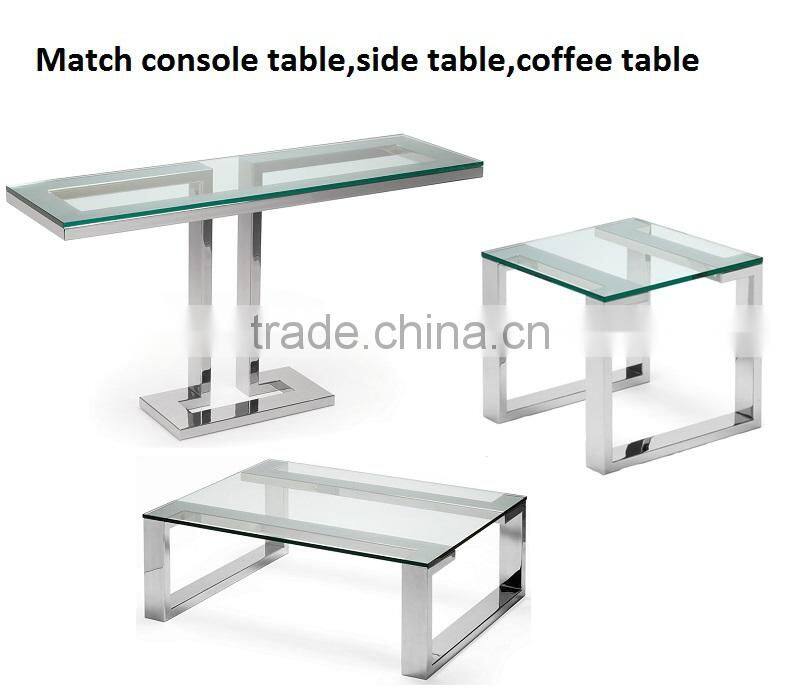 High quality metal type stainless steel large square end tables with rose gold metal frames
