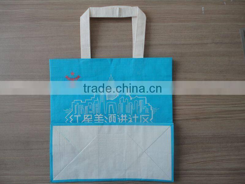colored shopping kraft paper bag with ribbon handle