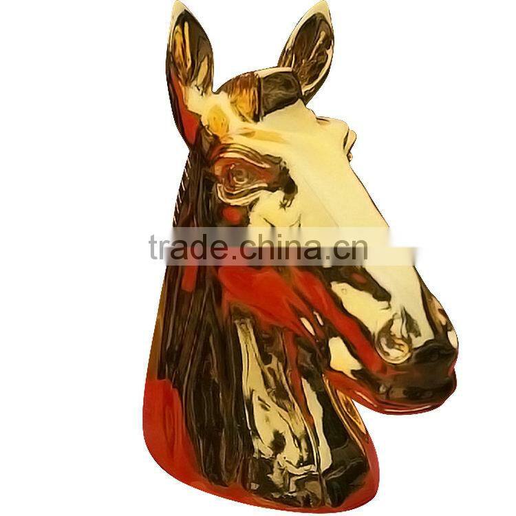 Fiberglass electroplate horse head sculpture statue
