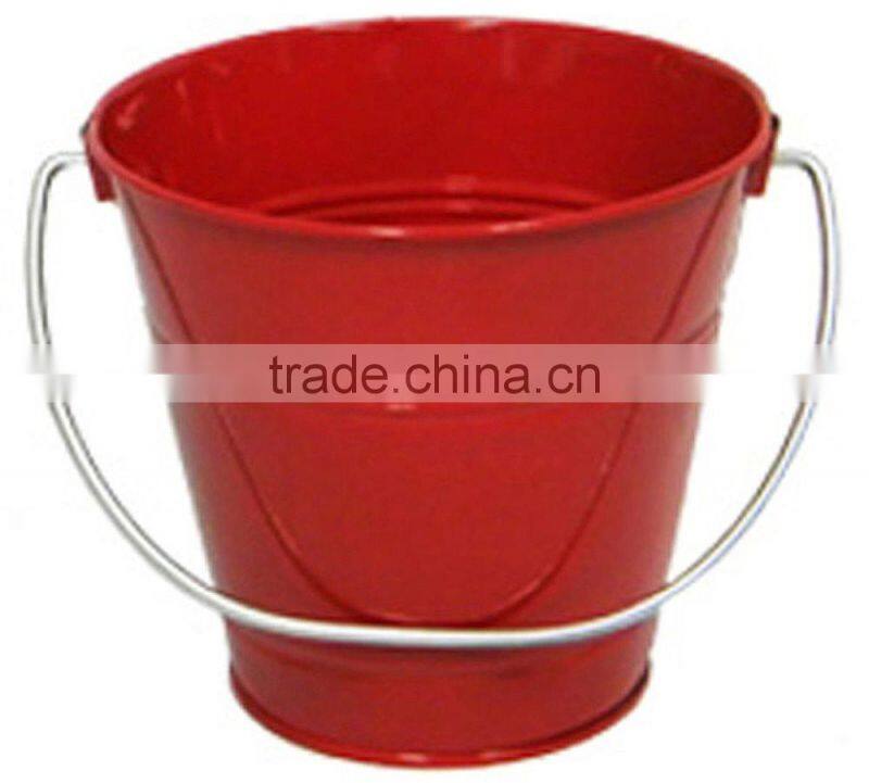 Red Metal Children Bucket With Handle