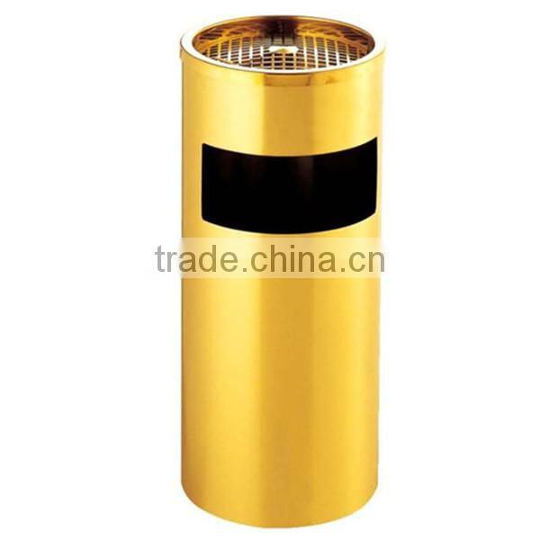 New design round-shape trash can with ashtray in gridding/ Commercial stainless steel ground ash barrel GPX-17 (Granite Pattern)