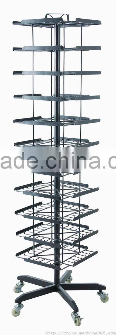 Movable rotating wine beverage beer stainless steel display rack