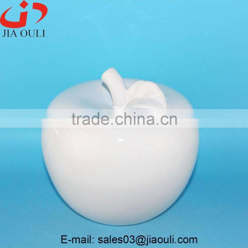 Good sales home decoration white ceramic apple