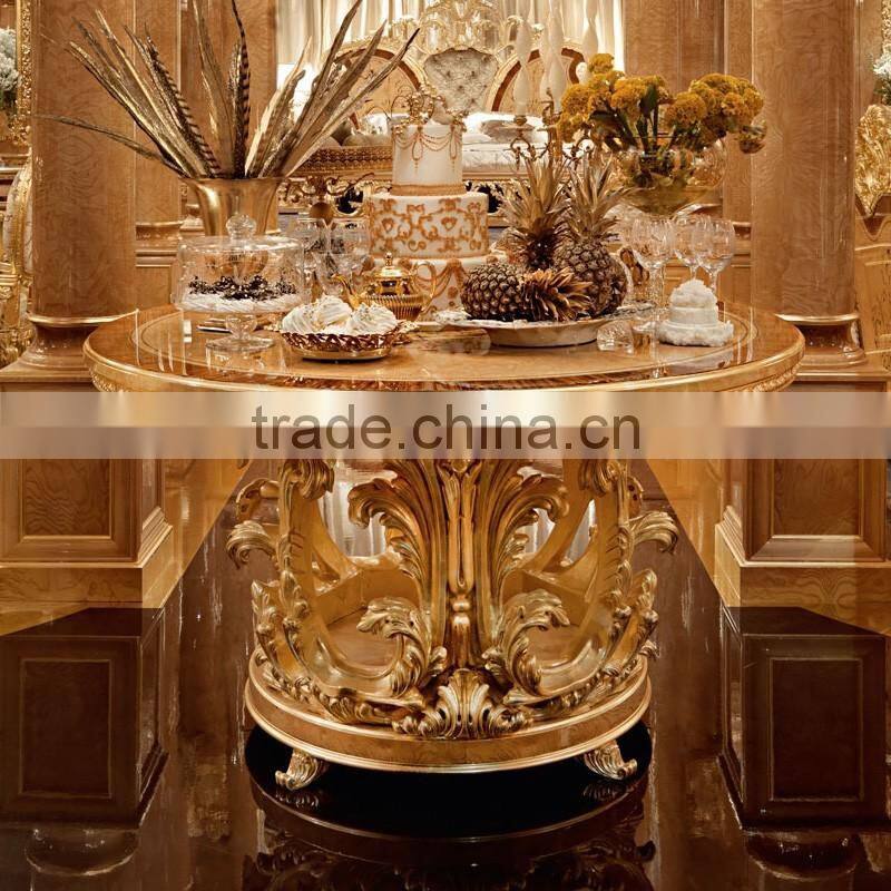 momoda Royal European Antique gold baroque solid wood carved bedroom dresser with mirror set Louis XVI home furniture